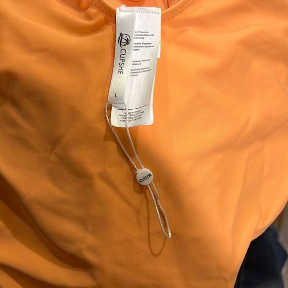 NWOT Cupshe Amara Orange Lace Up Tie One Piece Swimsuit Size Large - Picture 4 of 5